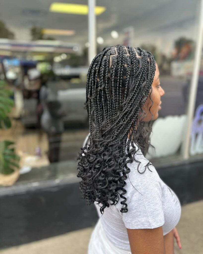 Boho Box Braids with Curls