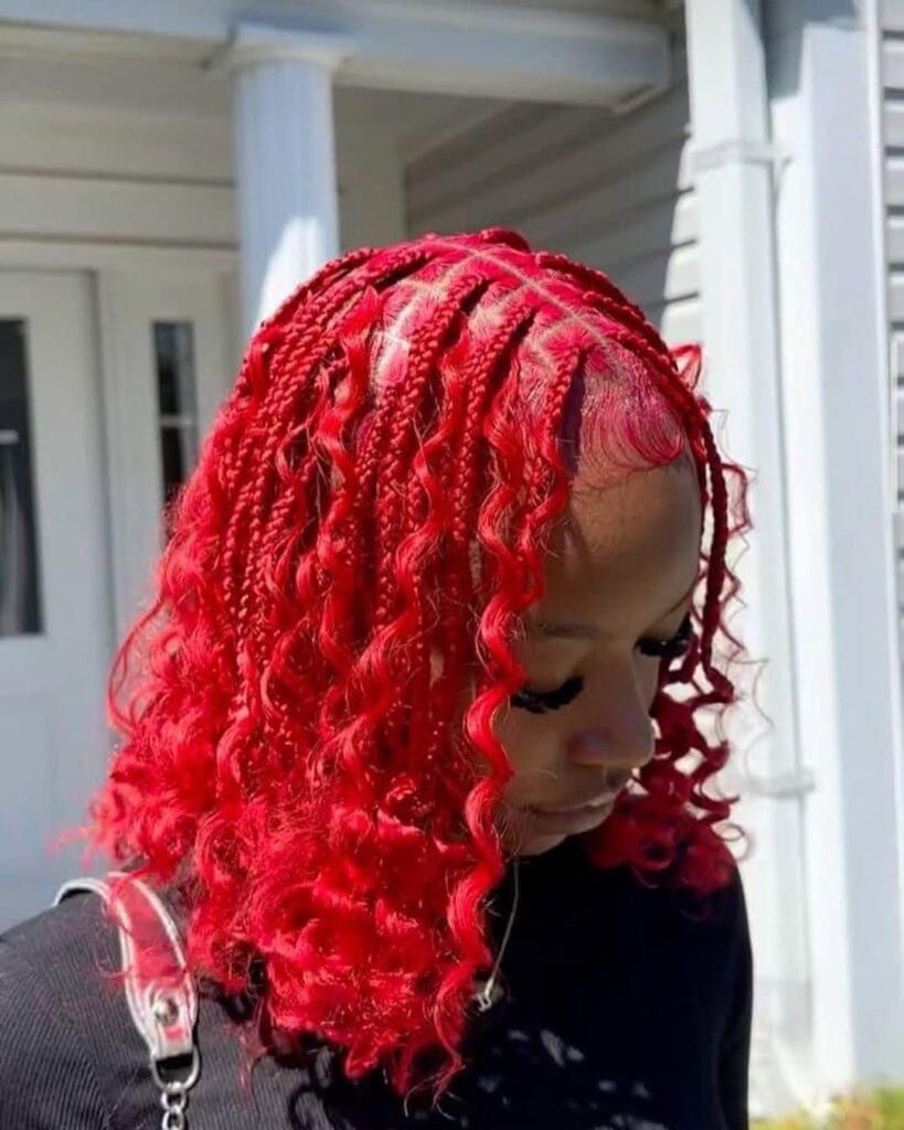 Vibrant Red Boho Braids